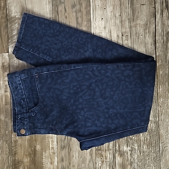 Gap 1969 Always Skinny Mid-Rise Straight Blue Black Cheetah Print Denim Jeans 28 - Picture 2 of 16